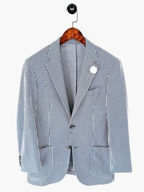 Eleventy Cotton Seersucker Blazer Men's Navy and White Striped Sport Coat 38R